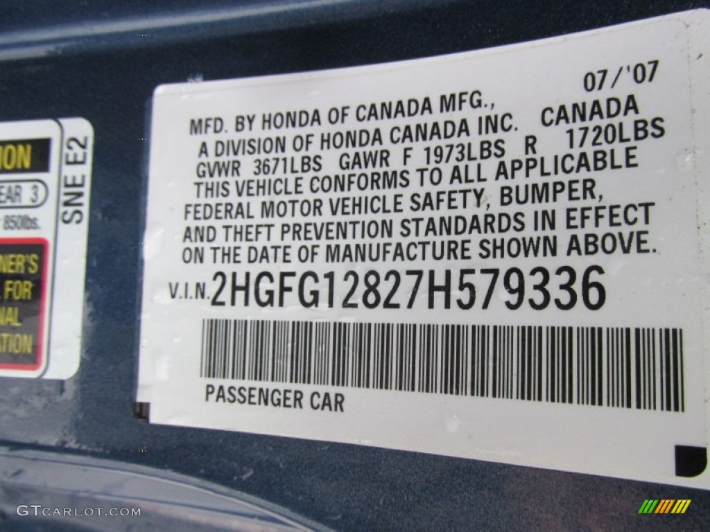 2007 Civic EX Coupe - Atomic Blue Metallic / Gray photo #39