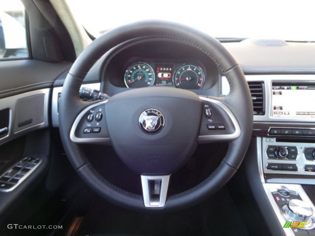 2015 Jaguar XF Supercharged Warm Charcoal/Warm Charcoal Steering Wheel Photo #99587692