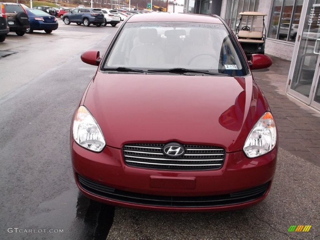 2008 Accent GLS Sedan - Wine Red / Beige photo #4