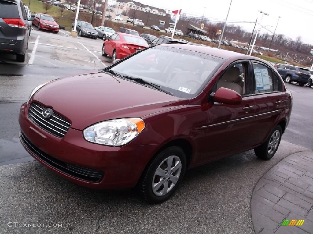 2008 Accent GLS Sedan - Wine Red / Beige photo #5