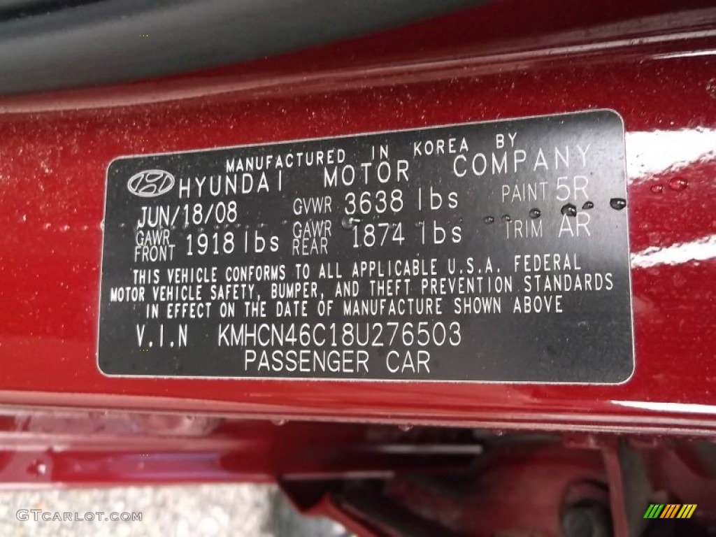 2008 Accent GLS Sedan - Wine Red / Beige photo #19