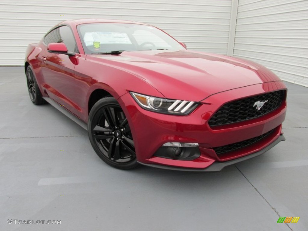 Ruby Red Metallic 2015 Ford Mustang EcoBoost Premium Coupe Exterior Photo #99592894