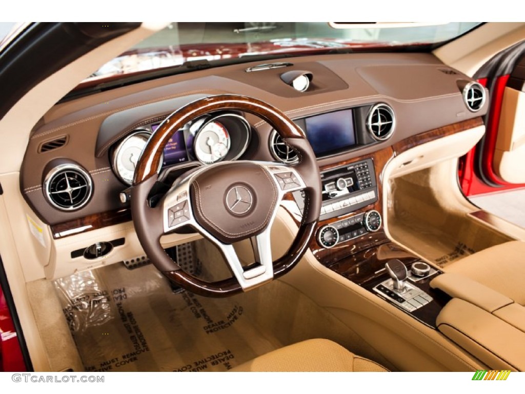 Beige/Brown Interior 2014 Mercedes-Benz SL 550 Roadster Photo #99600141