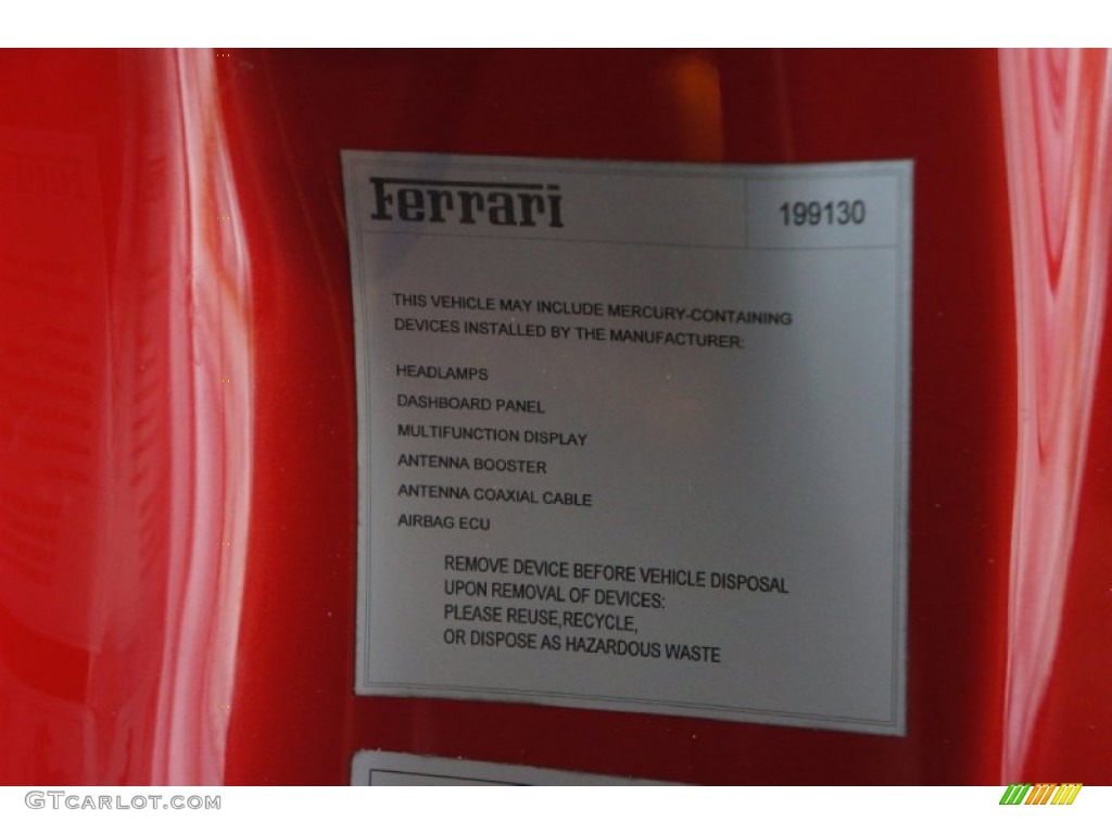 2013 Ferrari F12berlinetta Standard F12berlinetta Model Info Tag Photo #99604851