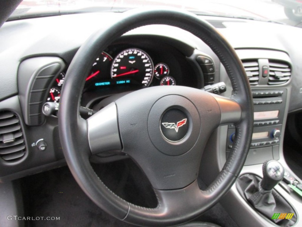 2007 Chevrolet Corvette Coupe Ebony Steering Wheel Photo #99610752