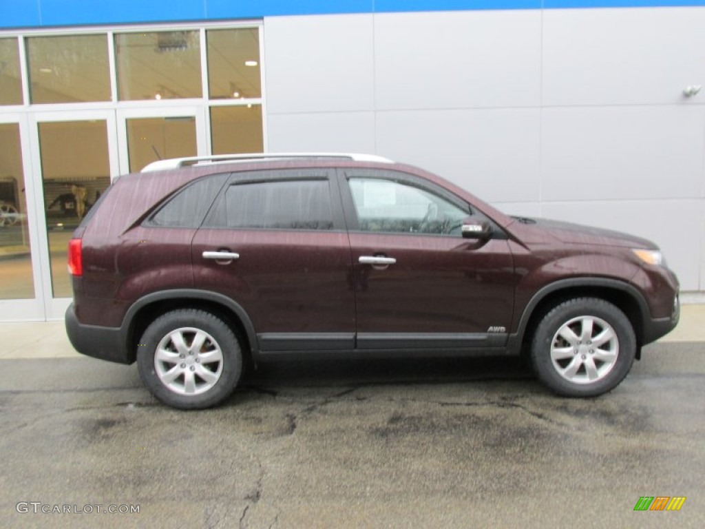 2011 Sorento LX AWD - Dark Cherry / Black photo #2