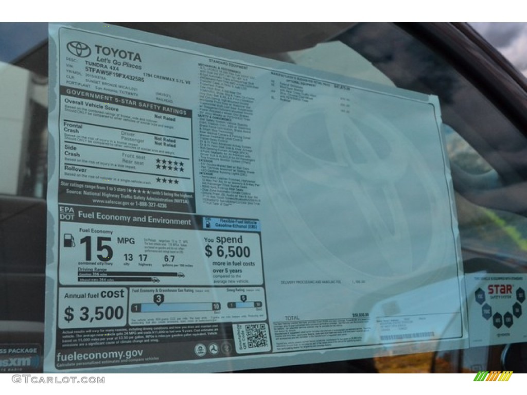 2015 Toyota Tundra 1794 Edition CrewMax 4x4 Window Sticker Photo #99623964