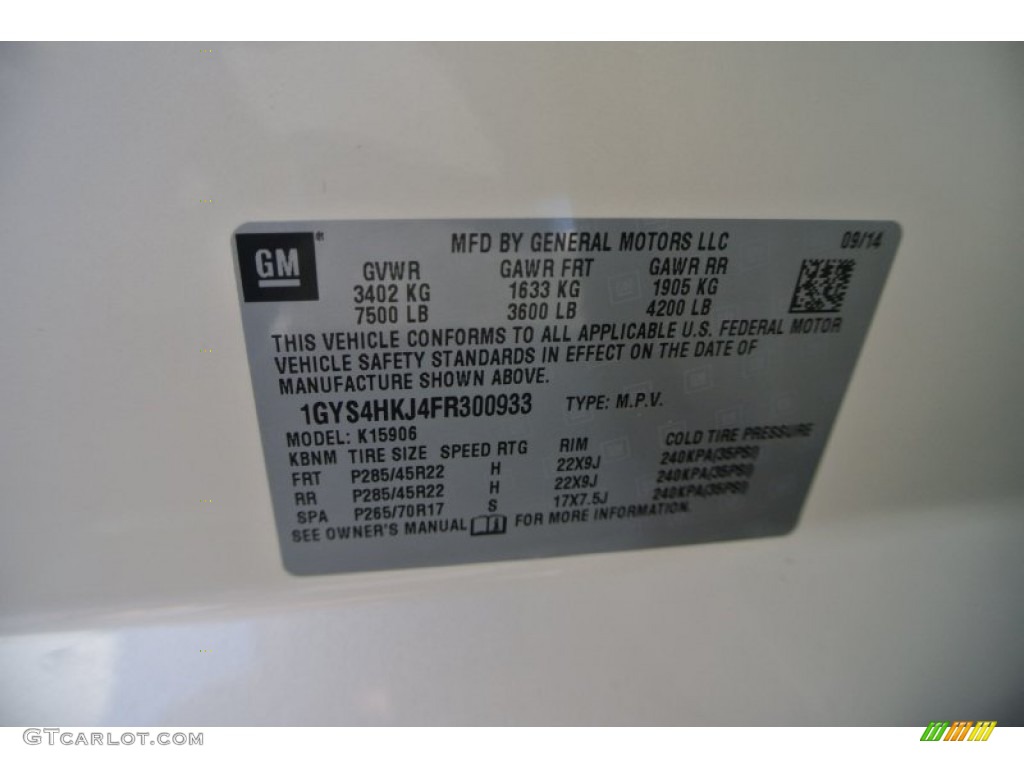 2015 Escalade ESV Luxury 4WD - White Diamond Tricoat / Shale/Cocoa photo #7