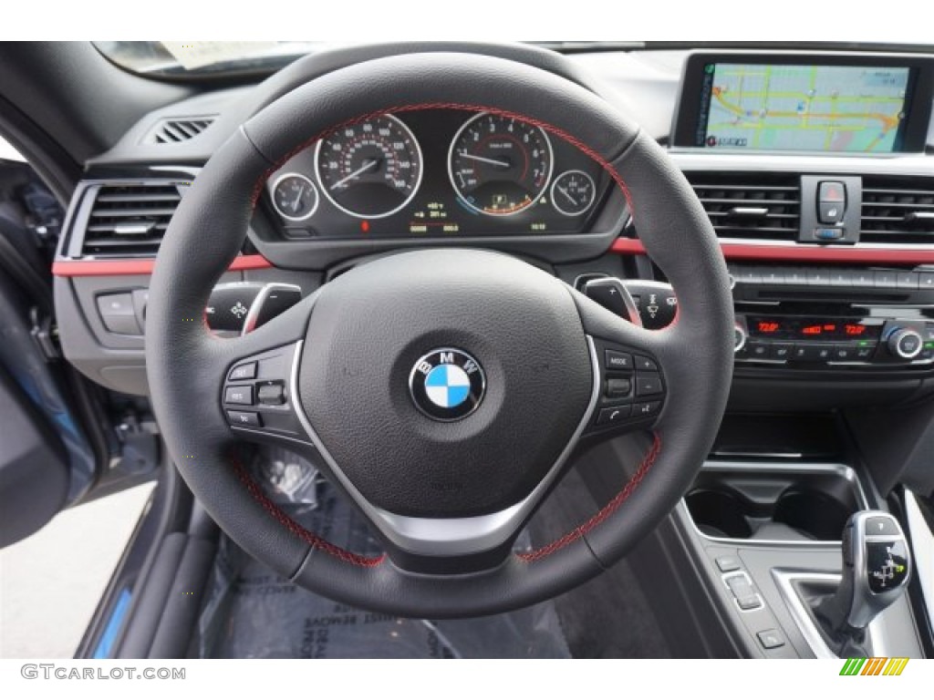 2015 BMW 4 Series 428i Gran Coupe Black Steering Wheel Photo #99632803