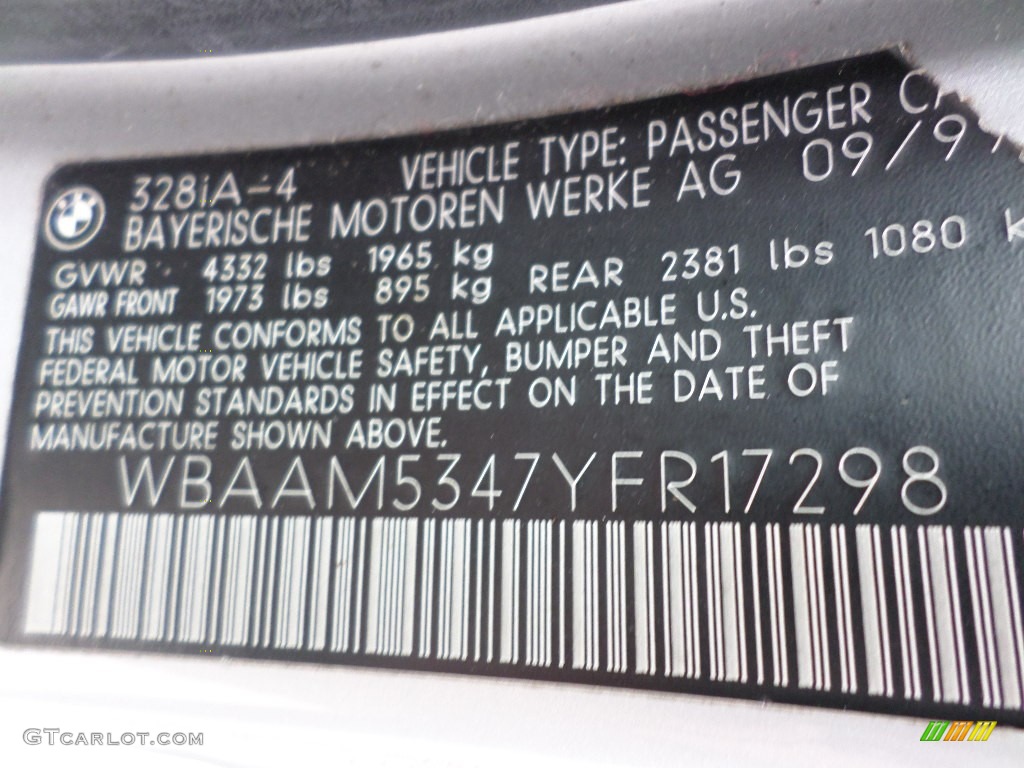 2000 3 Series 328i Sedan - Titanium Silver Metallic / Grey photo #26