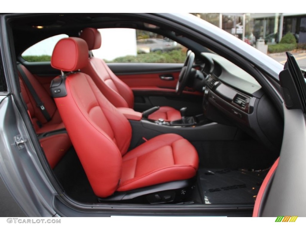 2011 3 Series 335i Coupe - Space Gray Metallic / Coral Red/Black Dakota Leather photo #28