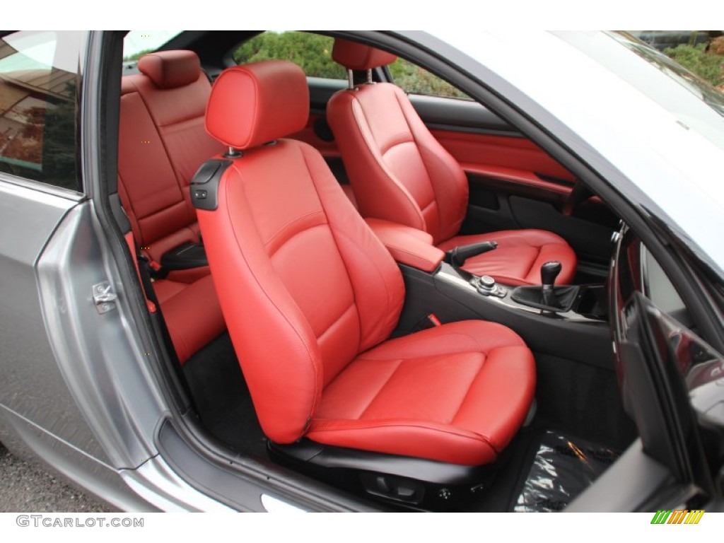 2011 3 Series 335i Coupe - Space Gray Metallic / Coral Red/Black Dakota Leather photo #29