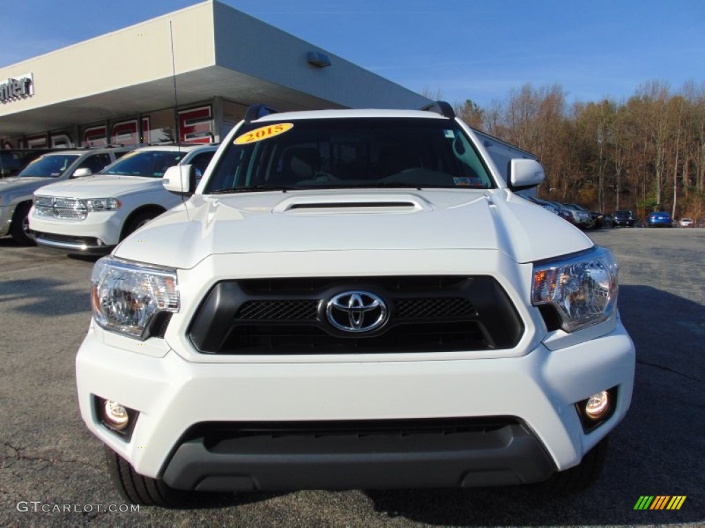 2015 Tacoma TRD Sport Double Cab 4x4 - Super White / Graphite photo #9