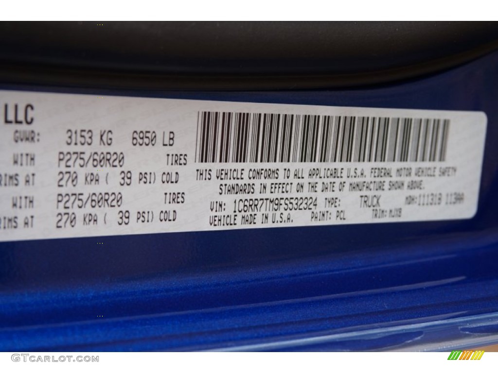 2015 1500 Color Code PCL for Blue Streak Pearl Photo #99661735