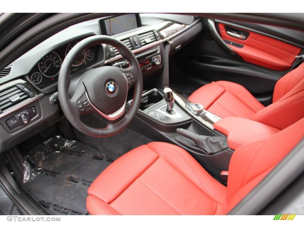 2014 3 Series 335i xDrive Sedan - Mineral Grey Metallic / Coral Red/Black photo #11