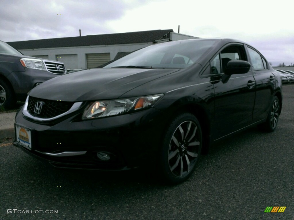 2015 Civic EX-L Sedan - Crystal Black Pearl / Black photo #1