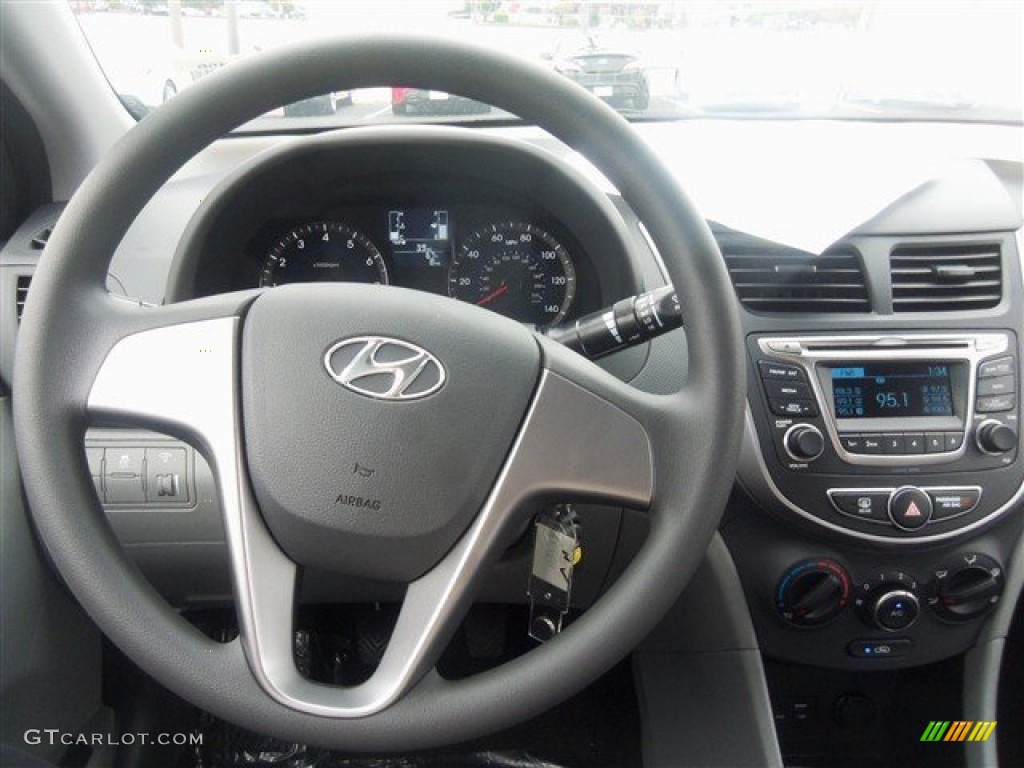 2015 Hyundai Accent GLS Gray Steering Wheel Photo #99697577