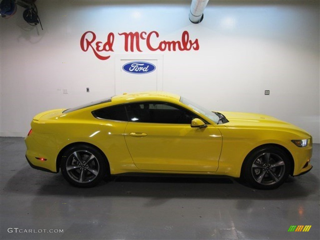 2015 Mustang EcoBoost Premium Coupe - Triple Yellow Tricoat / Ebony photo #7