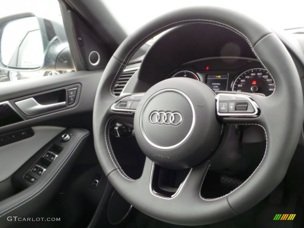2015 Audi Q5 3.0 TDI Prestige quattro Black/Cloud Gray Steering Wheel Photo #99701651