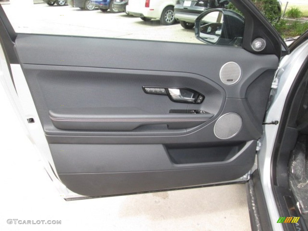 2014 Land Rover Range Rover Evoque Coupe Dynamic Dynamic Ebony/Cirrus Stitch Door Panel Photo #99707147