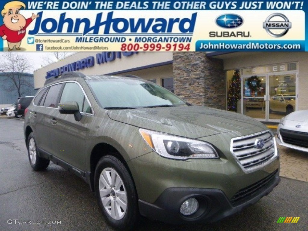 2015 Outback 2.5i Premium - Wilderness Green Metallic / Warm Ivory photo #1