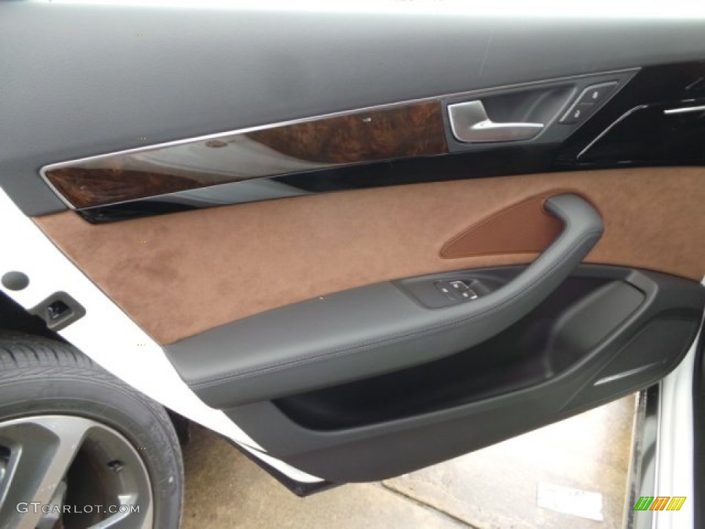 2015 Audi A8 L 3.0T quattro Nougat Brown Door Panel Photo #99726775