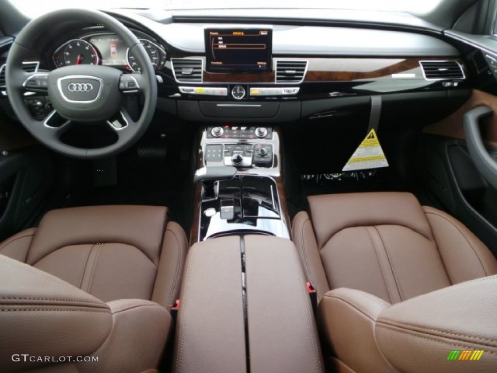 2015 Audi A8 L 3.0T quattro Nougat Brown Dashboard Photo #99726871