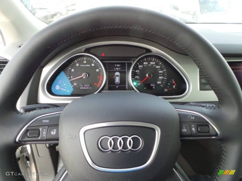 2015 Audi Q7 3.0 Premium Plus quattro Limestone Gray Steering Wheel Photo #99727570
