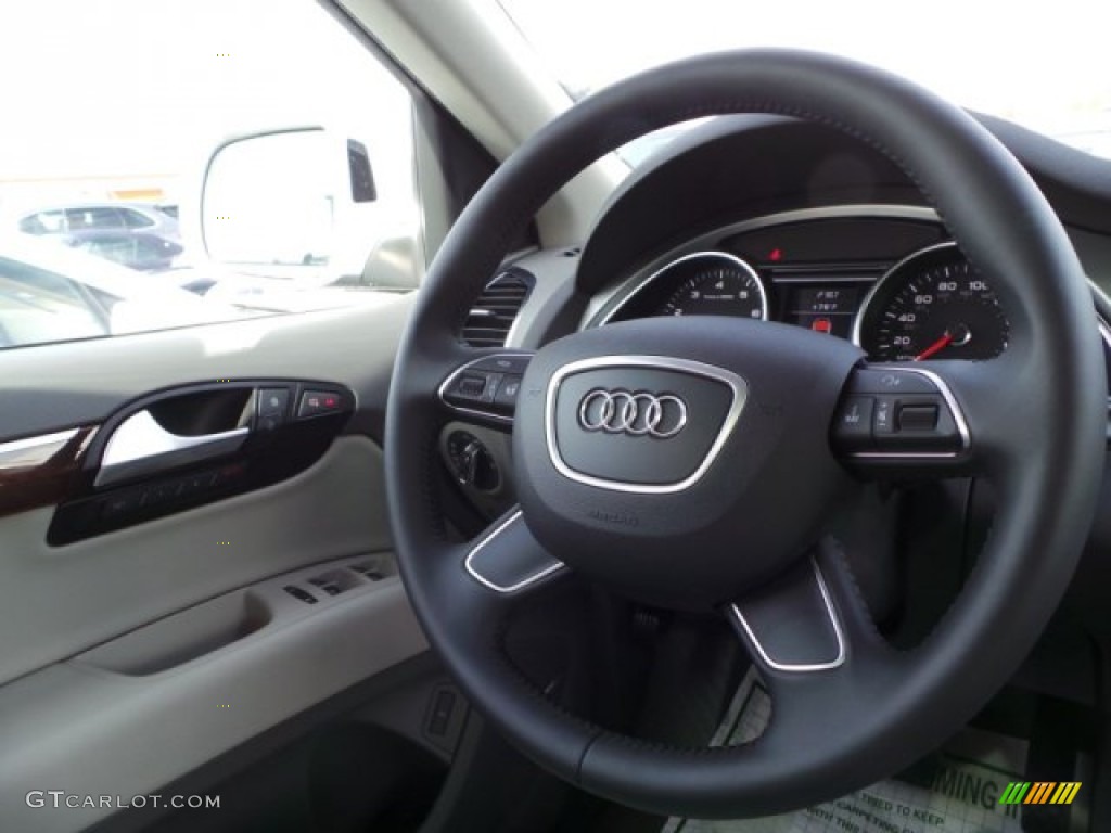 2015 Audi Q7 3.0 Premium Plus quattro Limestone Gray Steering Wheel Photo #99727648