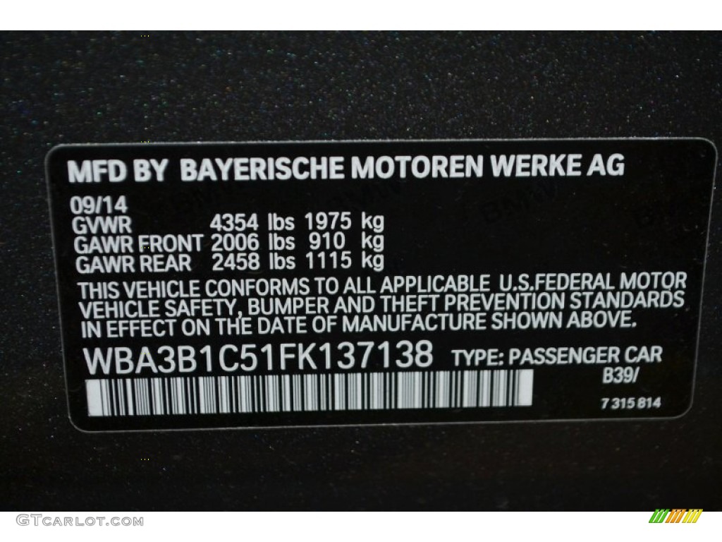 2015 3 Series 320i Sedan - Mineral Grey Metallic / Black photo #5