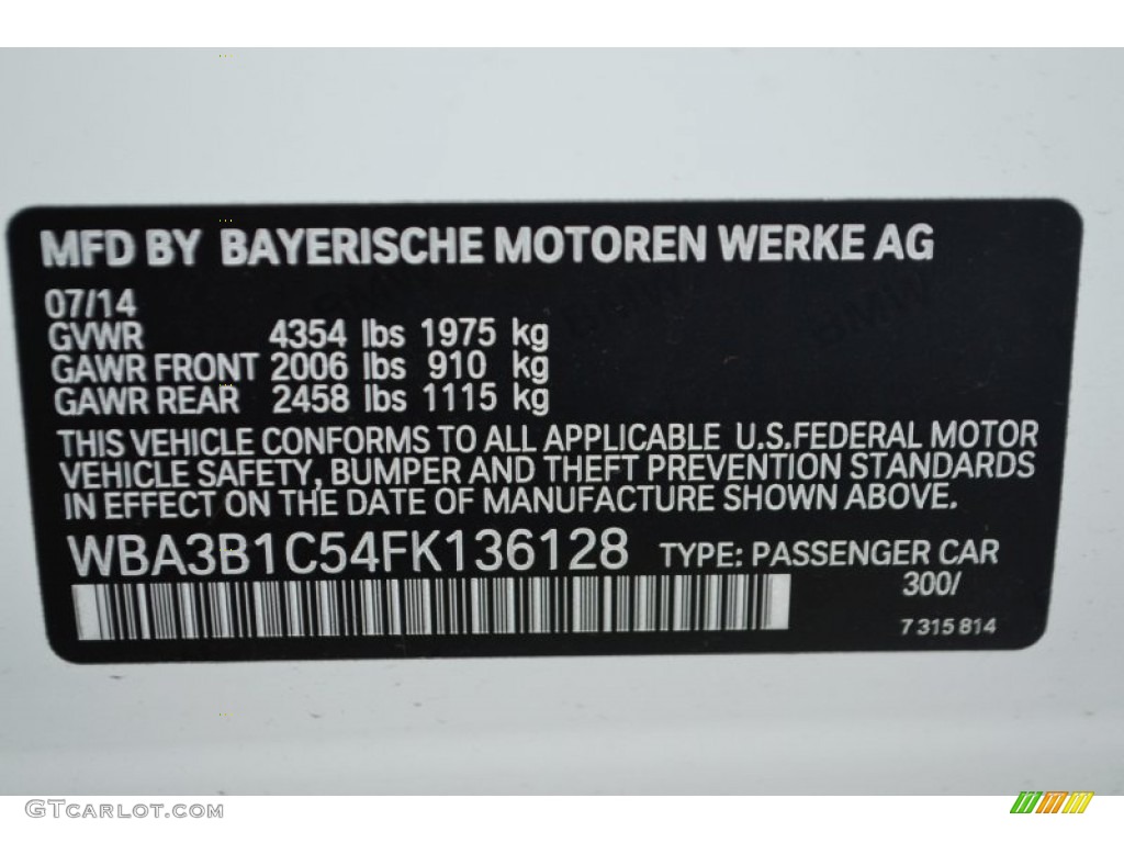 2015 3 Series 320i Sedan - Alpine White / Black photo #5