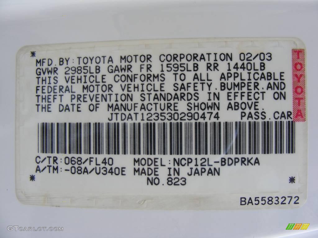 2003 ECHO Coupe - Polar White / Ivory photo #33