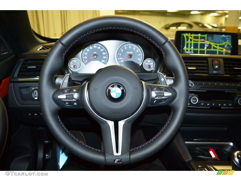 2015 BMW M4 Convertible Sakhir Orange/Black Steering Wheel Photo #99732955