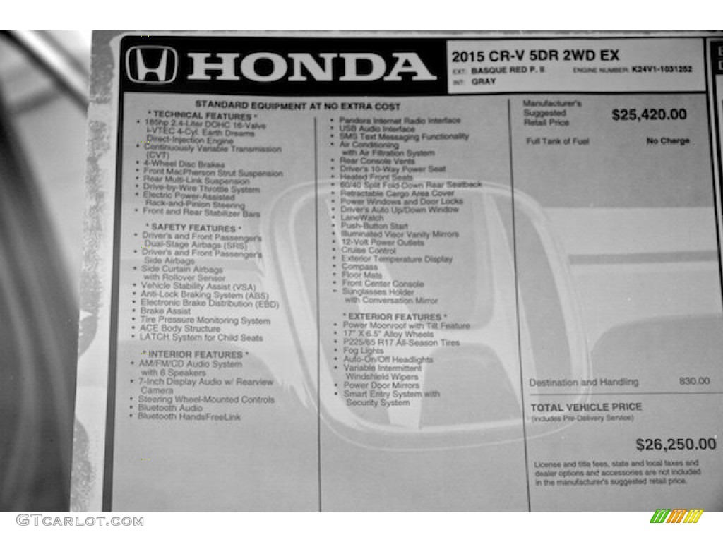 2015 Honda CR-V EX Window Sticker Photo #99735736