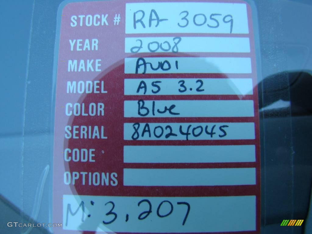 2008 A5 3.2 quattro Coupe - Aruba Blue Pearl Effect / Light Grey photo #22