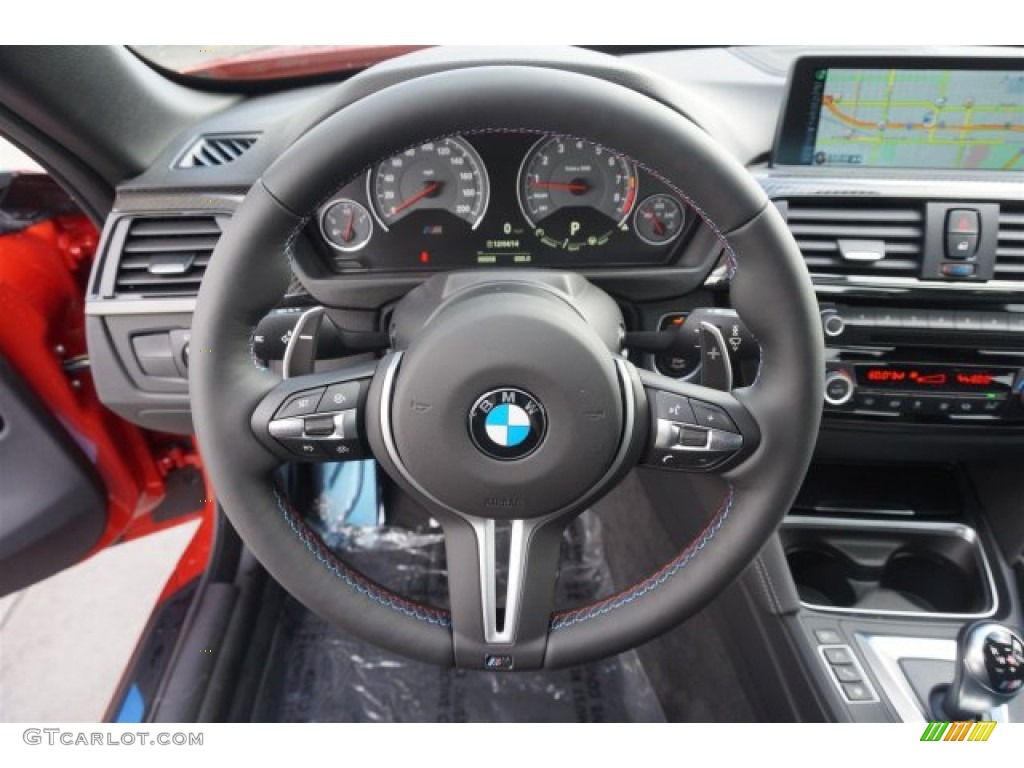 2015 BMW M4 Convertible Black Steering Wheel Photo #99740568