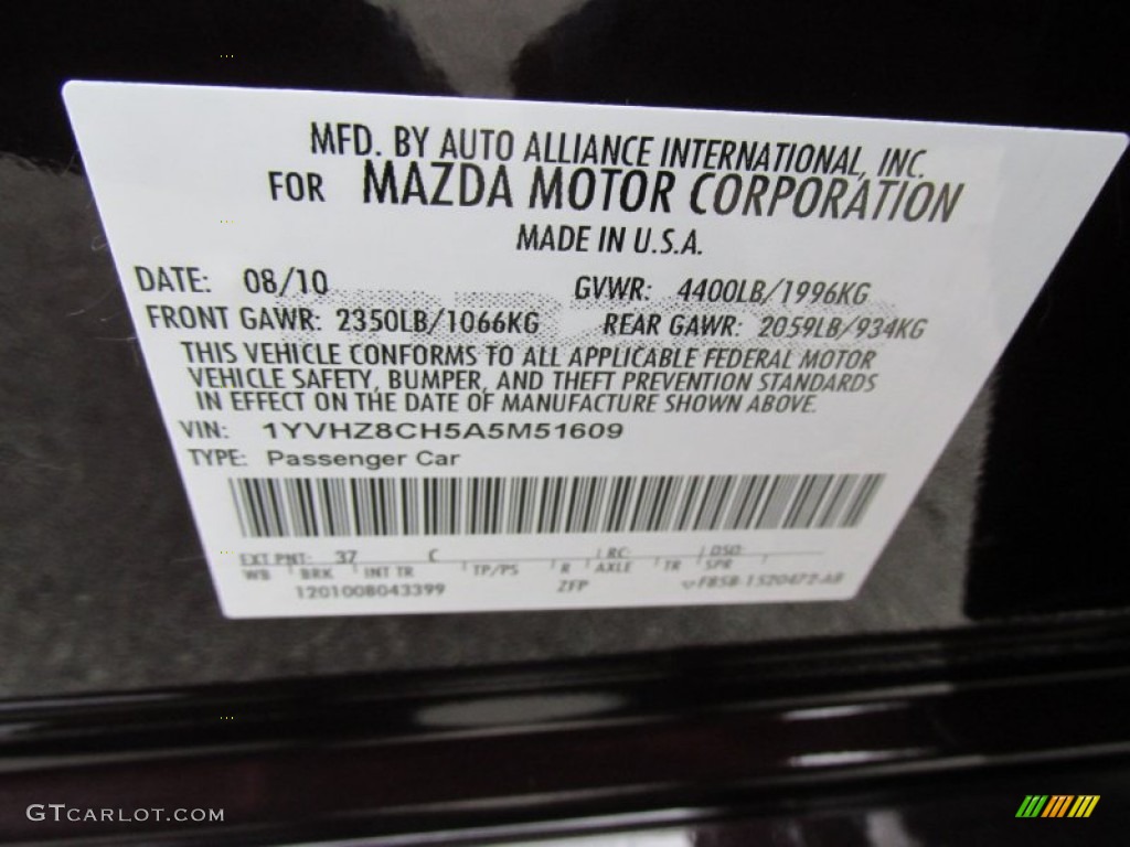 2010 MAZDA6 i Touring Sedan - Black Cherry Metallic / Black photo #19
