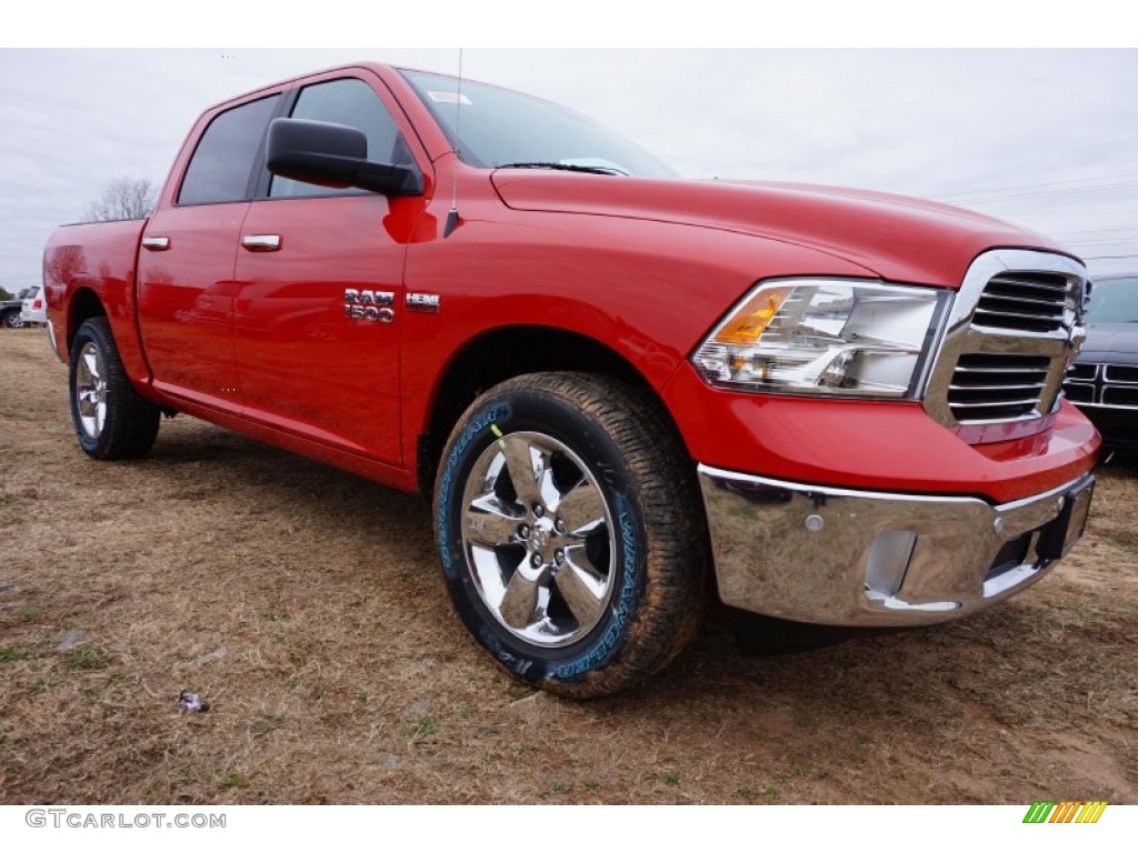 2015 1500 Big Horn Crew Cab - Flame Red / Black/Diesel Gray photo #4