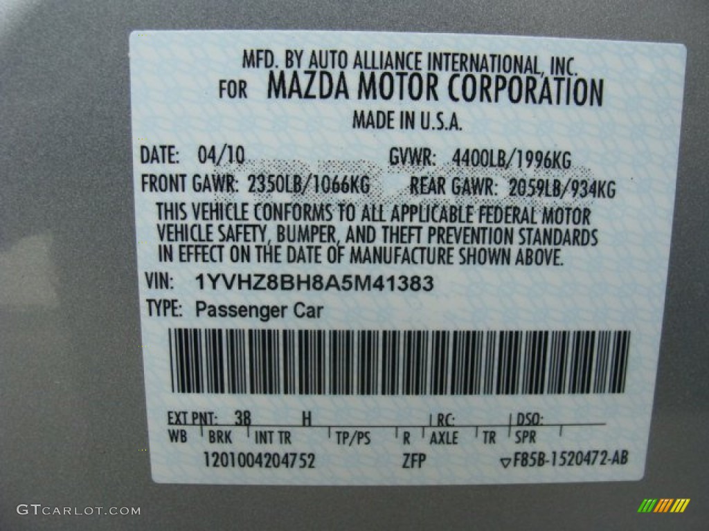 2010 MAZDA6 i Sport Sedan - Brilliant Silver Metallic / Gray photo #30
