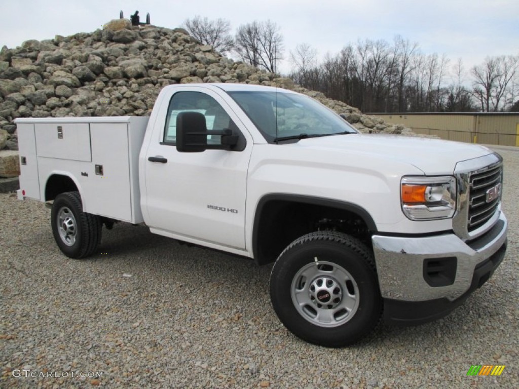 Summit White 2015 GMC Sierra 2500HD Regular Cab 4x4 Utility Truck Exterior Photo #99760278