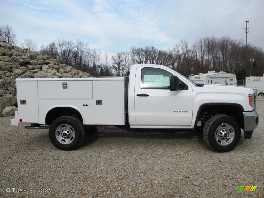 Summit White 2015 GMC Sierra 2500HD Regular Cab 4x4 Utility Truck Exterior Photo #99760683
