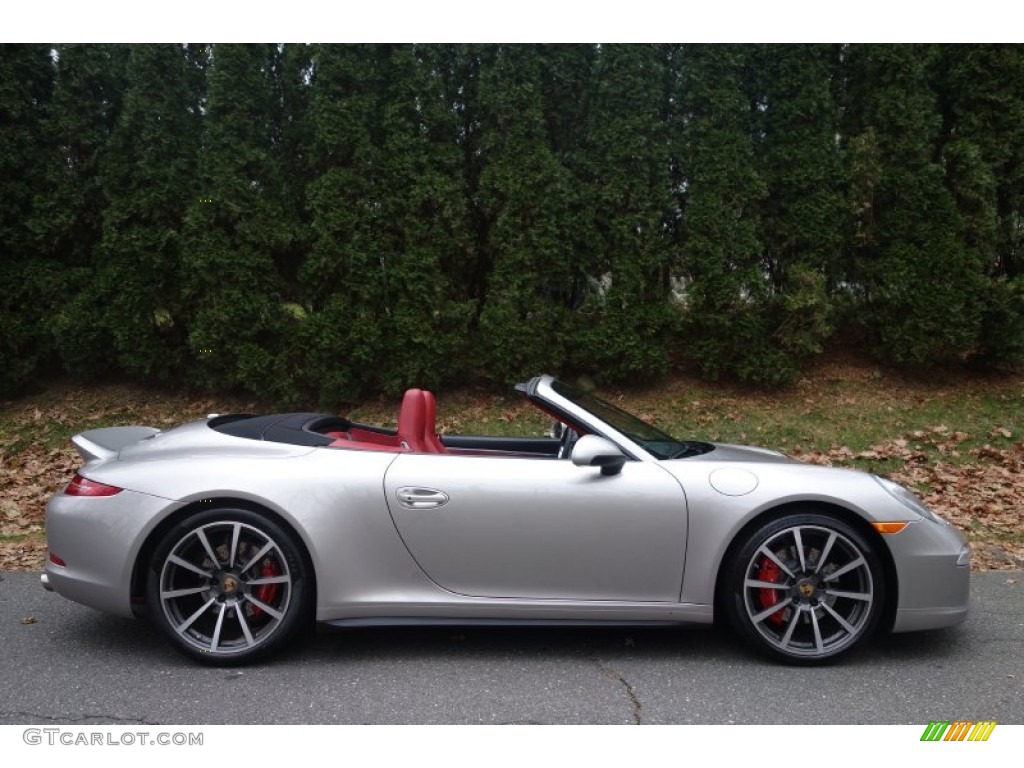 Platinum Silver Metallic 2013 Porsche 911 Carrera 4S Cabriolet Exterior Photo #99770366