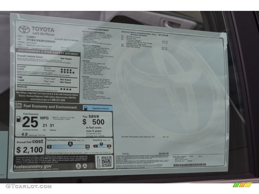 2015 Camry XSE V6 - Predawn Gray Mica / Ash photo #11