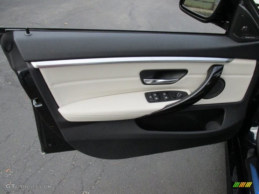 2015 BMW 4 Series 435i xDrive Gran Coupe Ivory White and Black Door Panel Photo #99772817