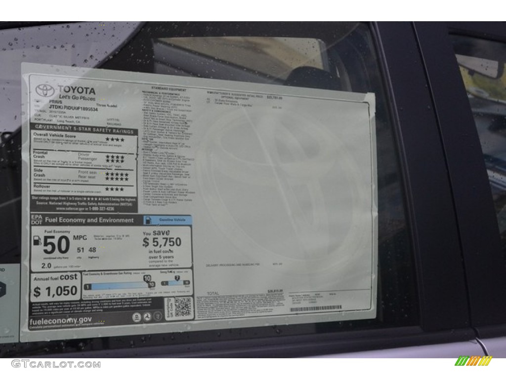 2015 Prius Three Hybrid - Classic Silver Metallic / Dark Gray photo #10