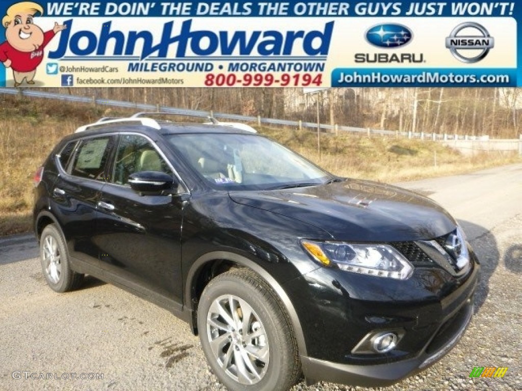 2015 Rogue SL AWD - Super Black / Almond photo #1