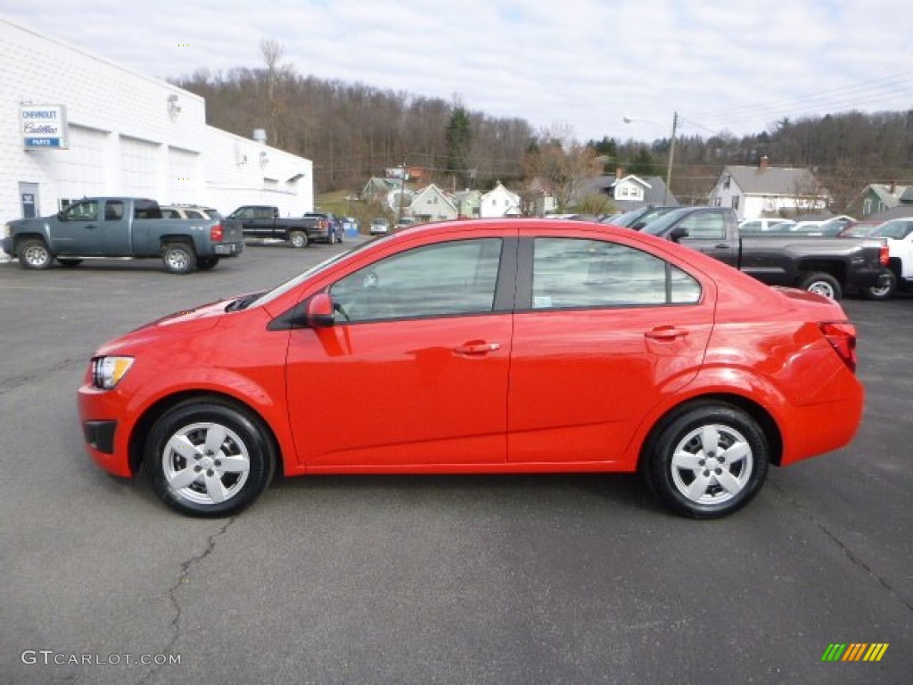 Red Hot 2015 Chevrolet Sonic LS Sedan Exterior Photo #99781646