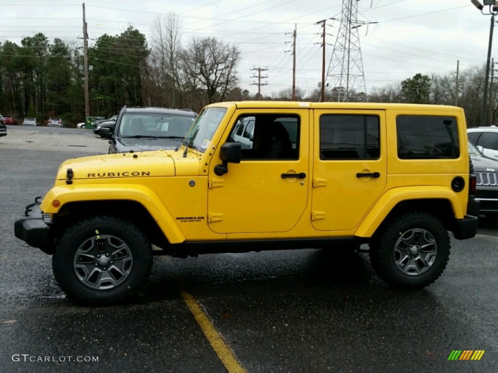 2015 Wrangler Unlimited Rubicon 4x4 - Baja Yellow / Black photo #3