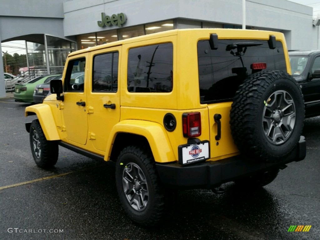 2015 Wrangler Unlimited Rubicon 4x4 - Baja Yellow / Black photo #4