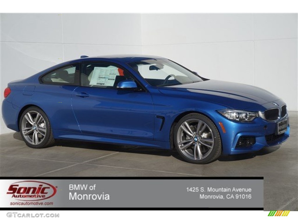 2015 4 Series 435i Coupe - Estoril Blue Metallic / Oyster/Black w/Dark Oyster Accents photo #1